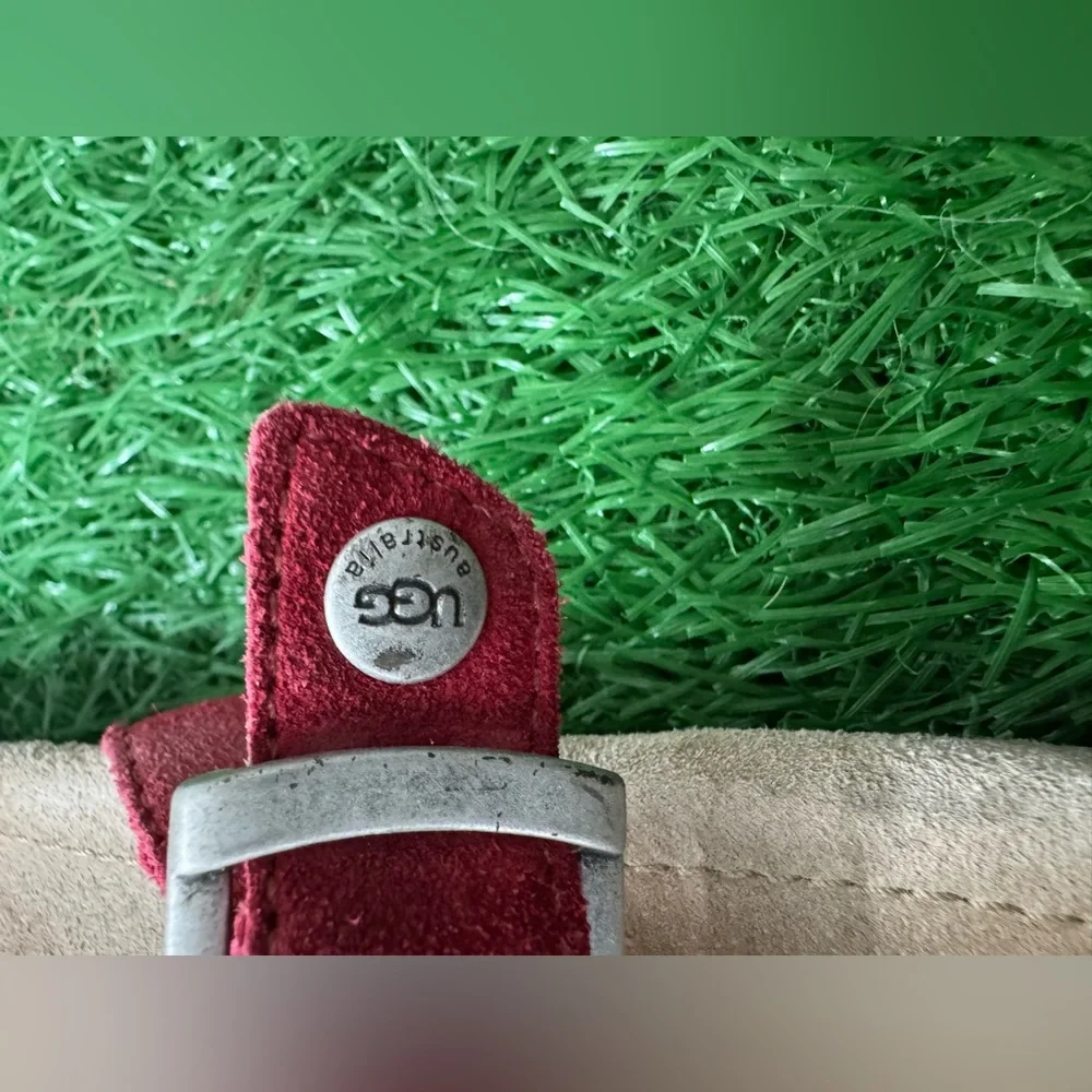 UGG Red Suede Buckle Sandals‎ Size 2